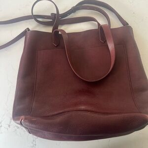 Madewell Transport Tote Burgundy Leather Crossbody Bag